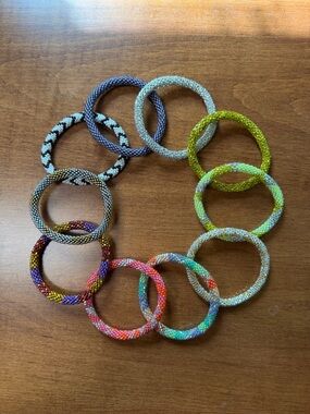 Aid Through Trade & Lily and Laura Beaded Roll-on Bracelets lot of 10